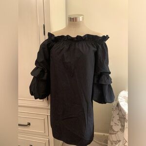 DO + BE black mini dress with fun sleeves
